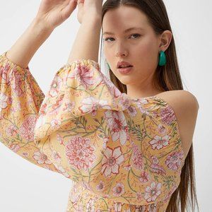 SIMONS: Pink flowers yellow dress